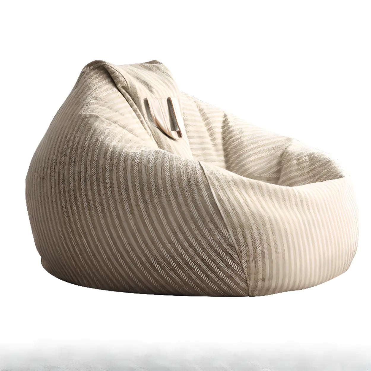 Beige Large Striped Removable Cover Bean Bag Chair Image - 2