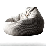 Beige Large Striped Removable Cover Bean Bag Chair Image - 3