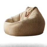 Beige Large Striped Removable Cover Bean Bag Chair Image - 5