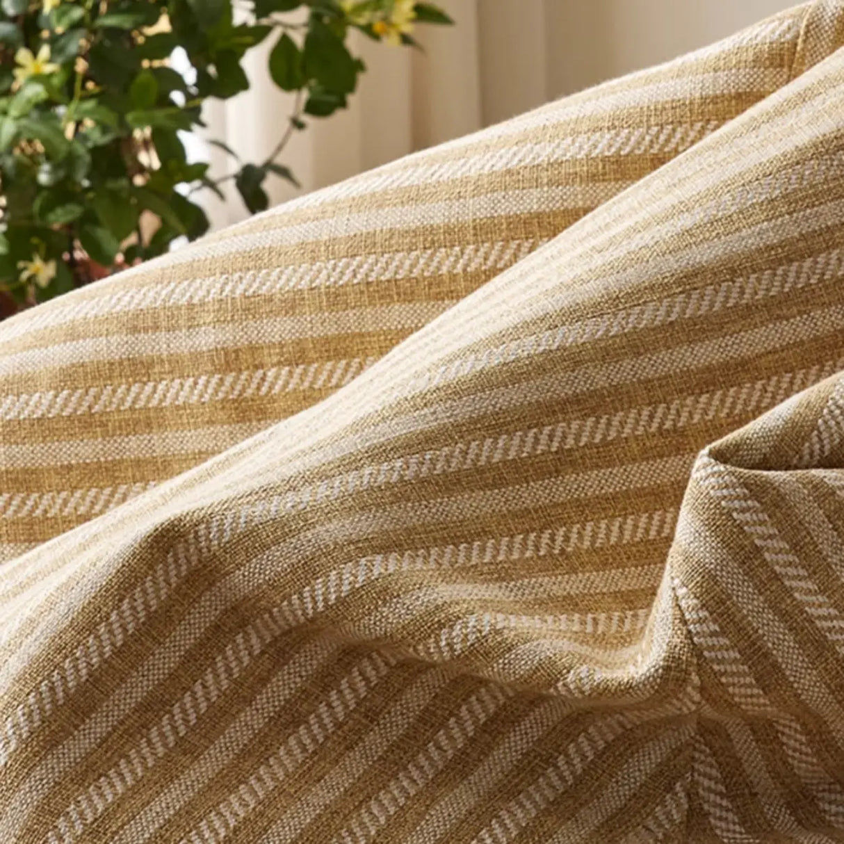 Beige Large Striped Removable Cover Bean Bag Chair Image - 6
