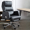 Beige Leather Reclining Executive Office Chair with Ottoman Image - 2