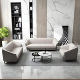 Beige Leather Sofa Seating Group with Arms and Legs Image - 1
