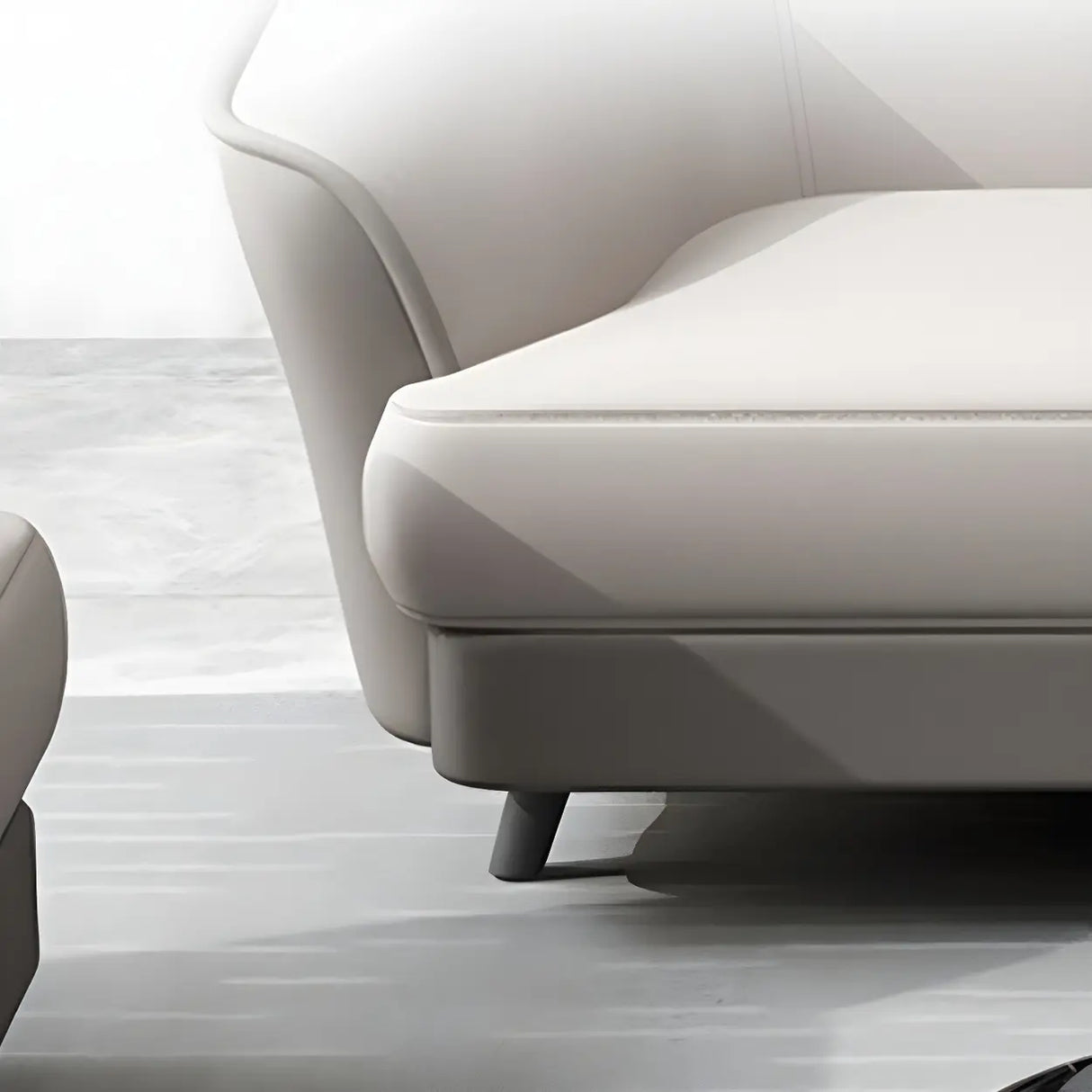 Beige Leather Sofa Seating Group with Arms and Legs Image - 11