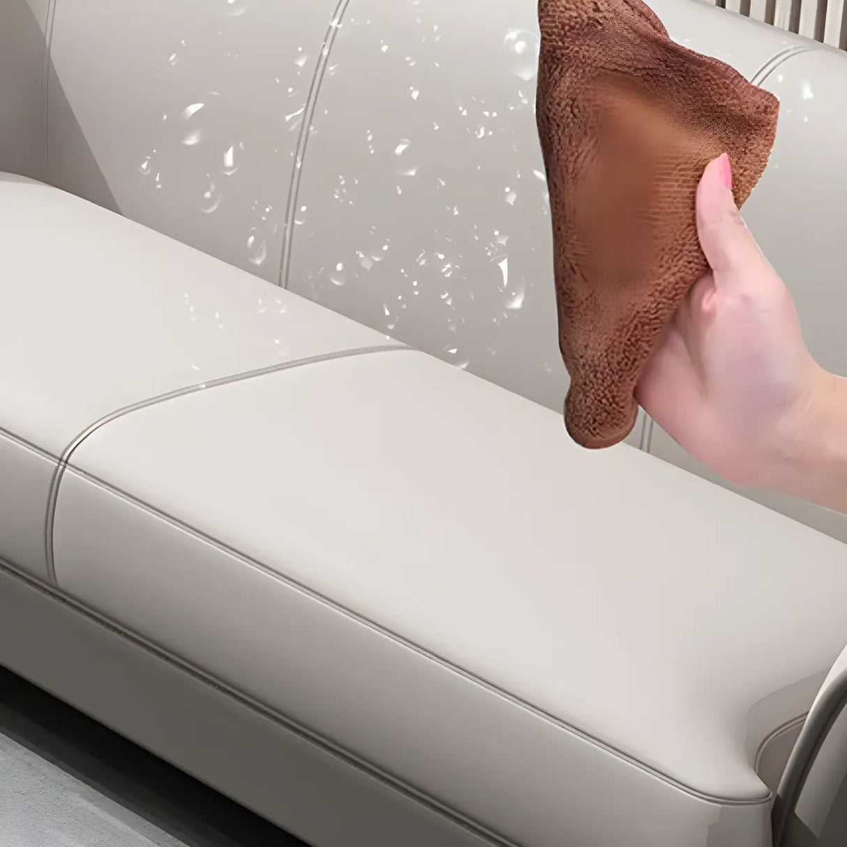 Beige Leather Sofa Seating Group with Arms and Legs Image - 14