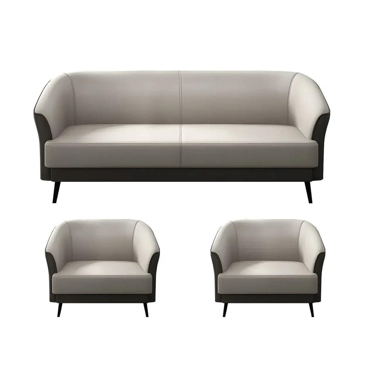 Beige Leather Sofa Seating Group with Arms and Legs Image - 5