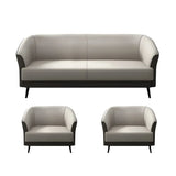 Beige Leather Sofa Seating Group with Arms and Legs Image - 5