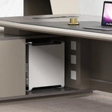 Beige Long L-Shaped Wooden Computer Desk with Storage Image - 13
