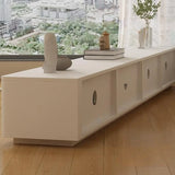 Beige Manufactured Wood Rectangle Drawers TV Stand Image - 3