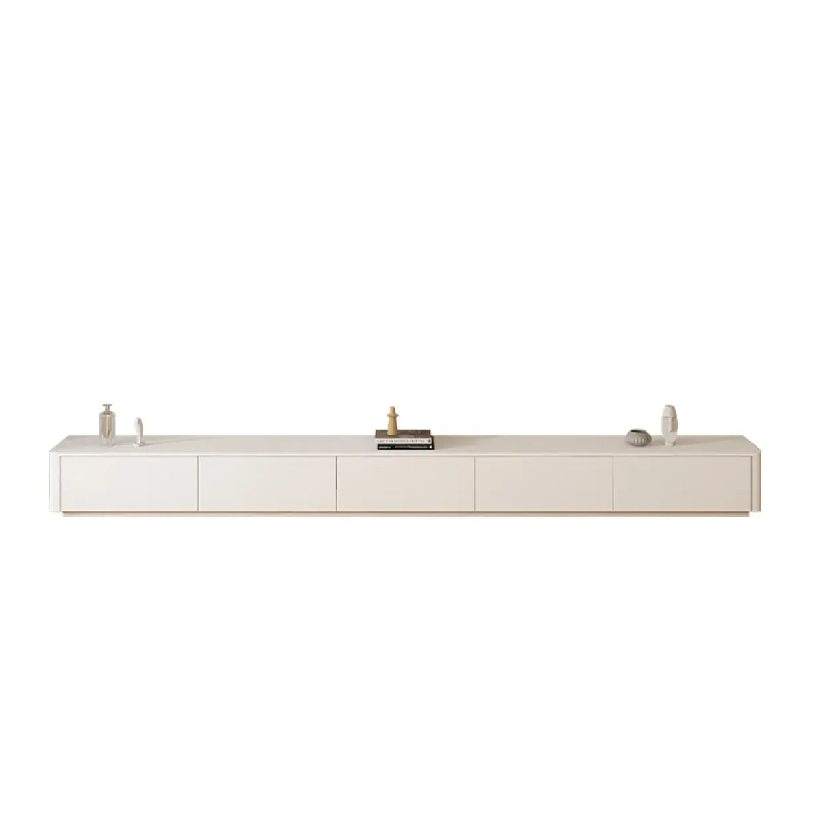Beige Manufactured Wood Rectangle Drawers TV Stand Image - 7
