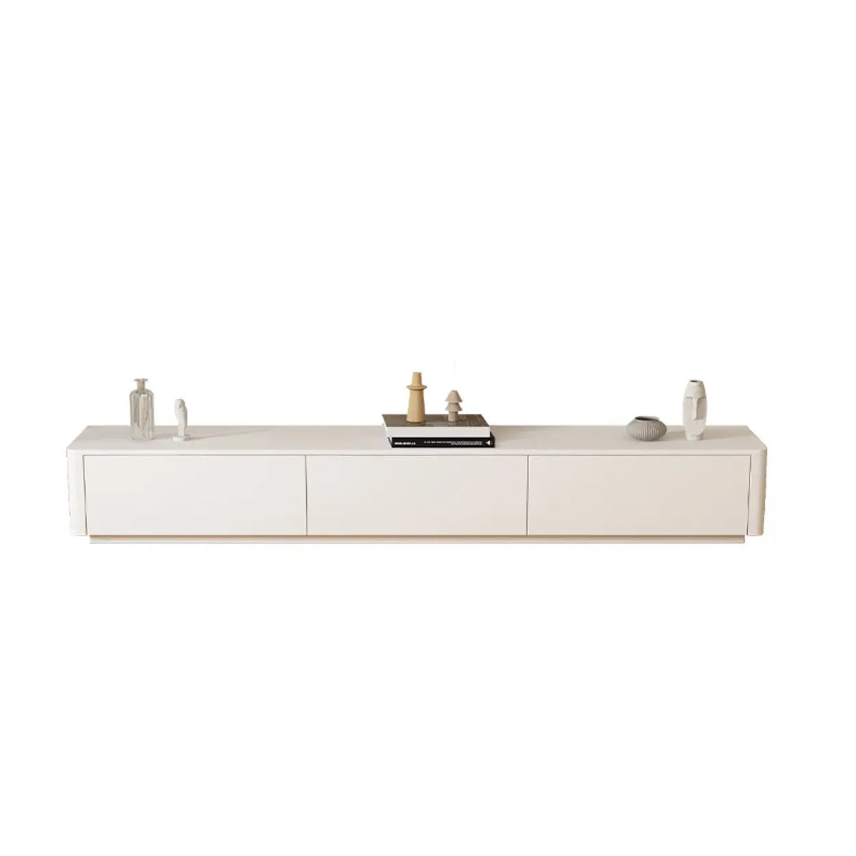 Beige Manufactured Wood Rectangle Drawers TV Stand Image - 8