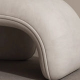 Beige Medium Curved Flannel Chaise Lounge Sofa with Arm Image - 15