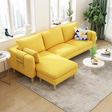 Beige-Mint Green Cotton Linen Reversible Sofa Chaise Image - 13