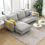 Beige-Mint Green Cotton Linen Reversible Sofa Chaise Image - 15