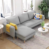 Beige-Mint Green Cotton Linen Reversible Sofa Chaise Image - 19