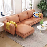 Beige-Mint Green Cotton Linen Reversible Sofa Chaise Image - 20