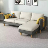 Beige-Mint Green Cotton Linen Reversible Sofa Chaise Image - 21