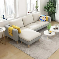 Beige-Mint Green Cotton Linen Reversible Sofa Chaise