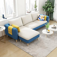 Beige-Mint Green Cotton Linen Reversible Sofa Chaise