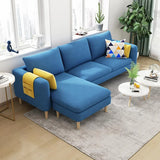 Beige-Mint Green Cotton Linen Reversible Sofa Chaise Image - 7