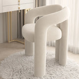 Beige Open Curved Velour Upholstered Dining Chairs Image - 2