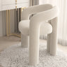 Beige Open Curved Velour Upholstered Dining Chairs Image - 2