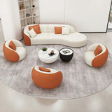 Beige-Orange Tear Resistant Leather Tight Back Sofa Image - 1