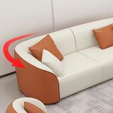 Beige-Orange Tear Resistant Leather Tight Back Sofa Image - 10