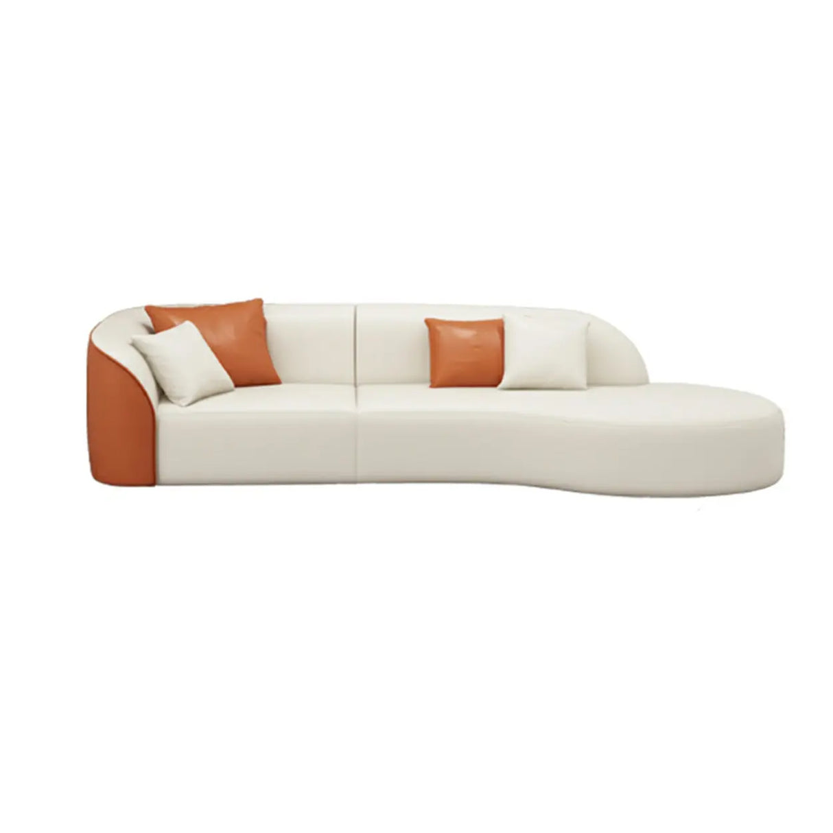 Beige-Orange Tear Resistant Leather Tight Back Sofa Image - 6