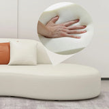 Beige-Orange Tear Resistant Leather Tight Back Sofa Image - 7