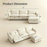 Beige Power Reclining Modular Sofa with Down & Memory Foam #size