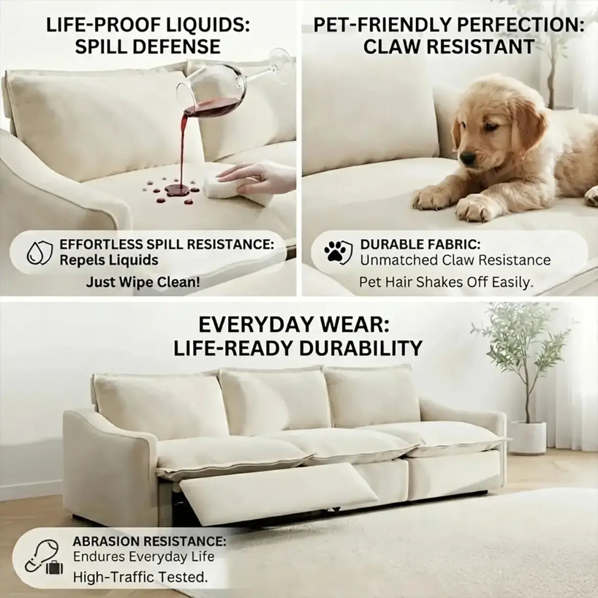 Beige Power Reclining Modular Sofa with Down & Memory Foam Image - 7