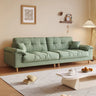 Beige Premium Velvet Pillow Top Arm Tufted Back Sofa Image - 11