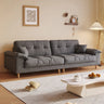 Beige Premium Velvet Pillow Top Arm Tufted Back Sofa Image - 13