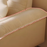 Beige Premium Velvet Pillow Top Arm Tufted Back Sofa Image - 14