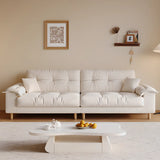 Beige Premium Velvet Pillow Top Arm Tufted Back Sofa Image - 4