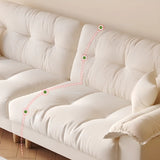 Beige Premium Velvet Pillow Top Arm Tufted Back Sofa Image - 6