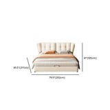 Beige Queen Sleigh Headboard Leather Storage Wingback Bed Image - 10