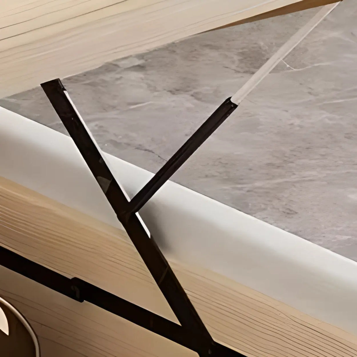 Beige Queen Tufted Leather Panel Bed with Mattress Image - 7