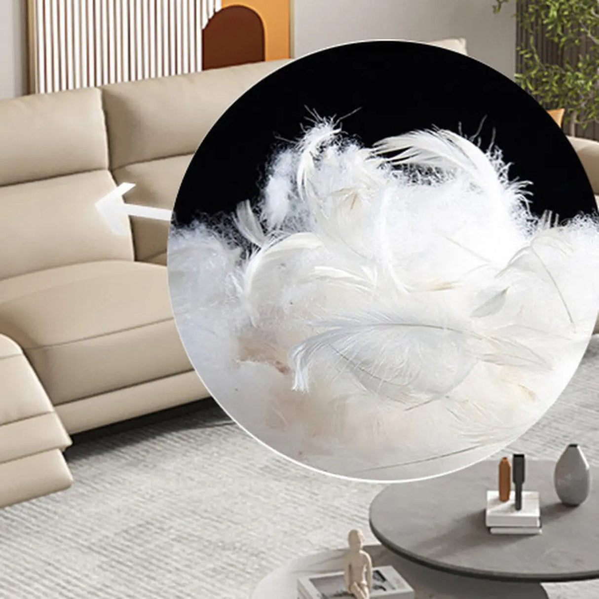 Beige Reclining Genuine Leather Wood Frame Loveseat Image - 3