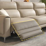 Beige Reclining Genuine Leather Wood Frame Loveseat Image - 4
