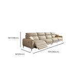 Beige Reclining Genuine Leather Wood Frame Loveseat #size