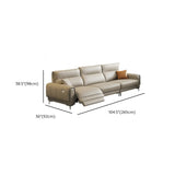 Beige Reclining Genuine Leather Wood Frame Loveseat Image - 9
