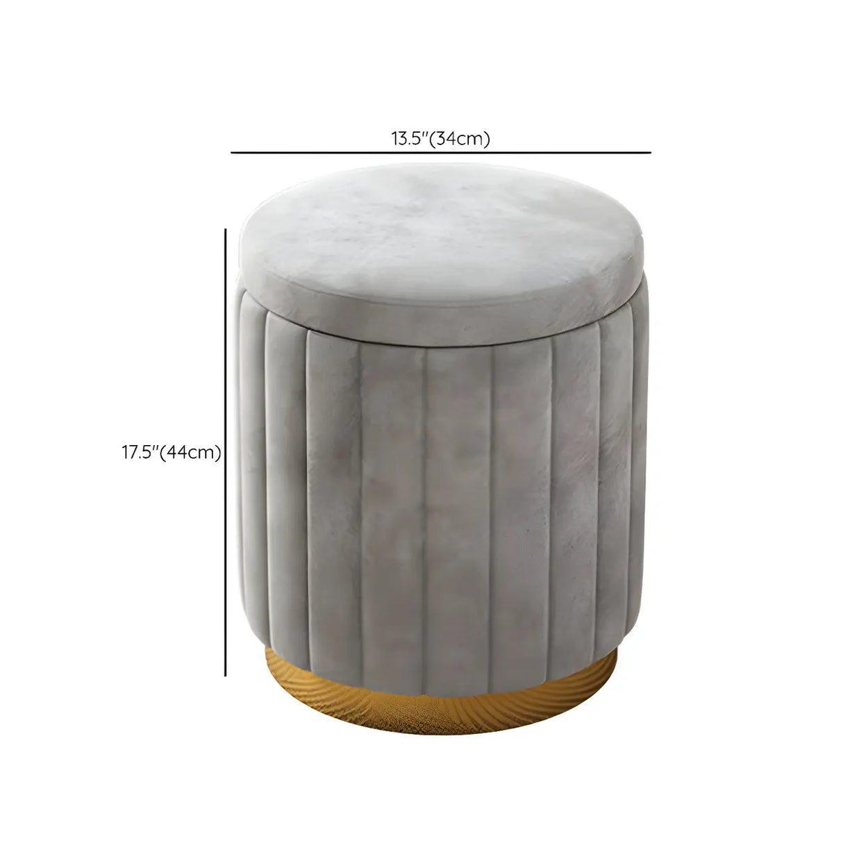 Beige Round Flannel Storage Gold Base Ottoman Seat 