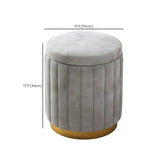 Beige Round Flannel Storage Gold Base Ottoman Seat #size