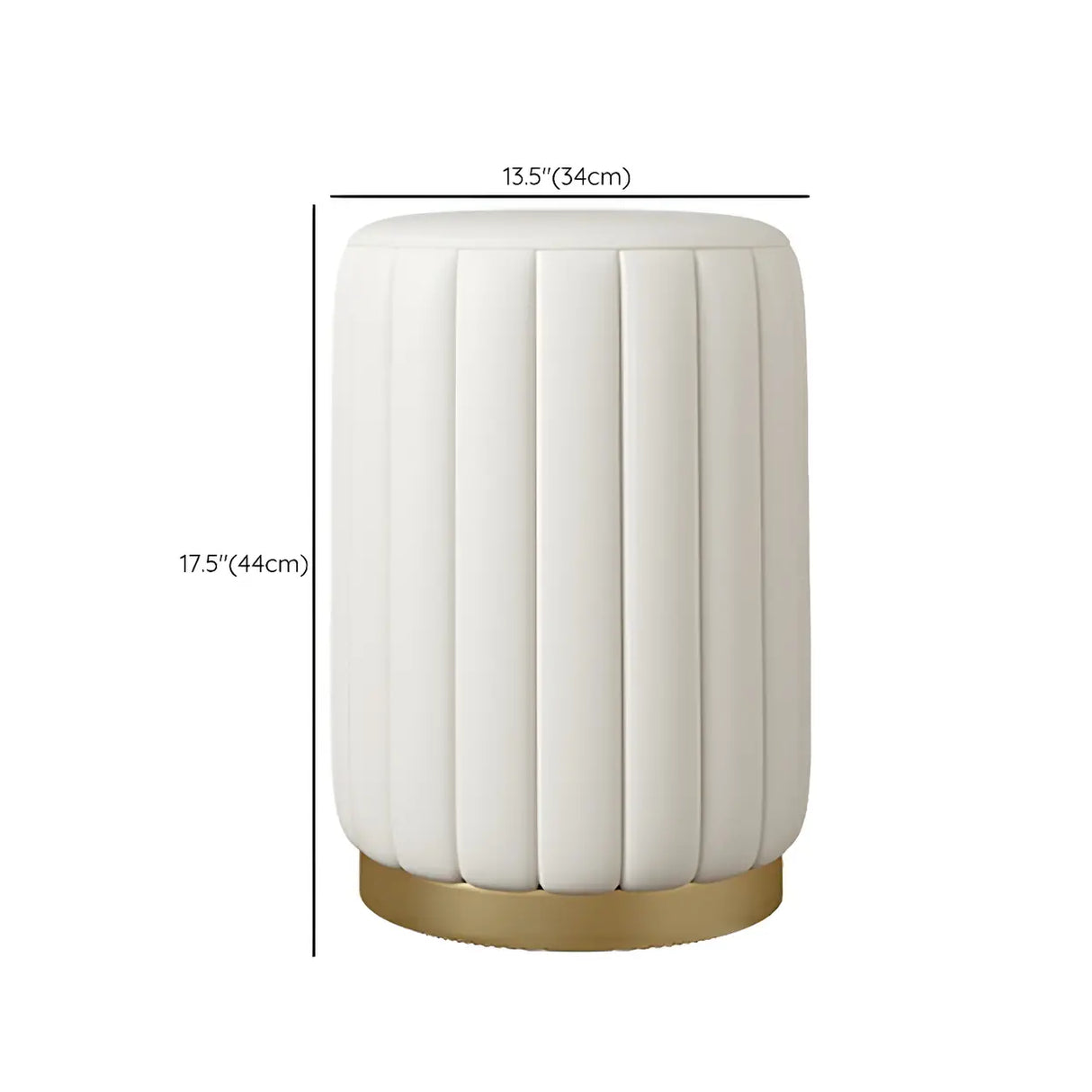 Beige Round Flannel Storage Gold Base Ottoman Seat Image - 16