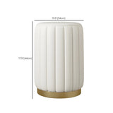 Beige Round Flannel Storage Gold Base Ottoman Seat Image - 16