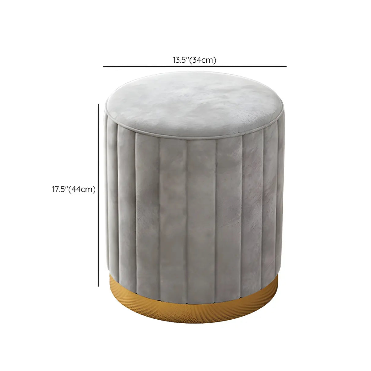 Beige Round Flannel Storage Gold Base Ottoman Seat Image - 17