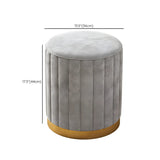 Beige Round Flannel Storage Gold Base Ottoman Seat Image - 17