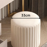 Beige Round Flannel Storage Gold Base Ottoman Seat Image - 10