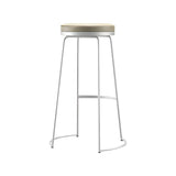 Beige Round Leather Backless Sled Metal Bar Stools Image - 4